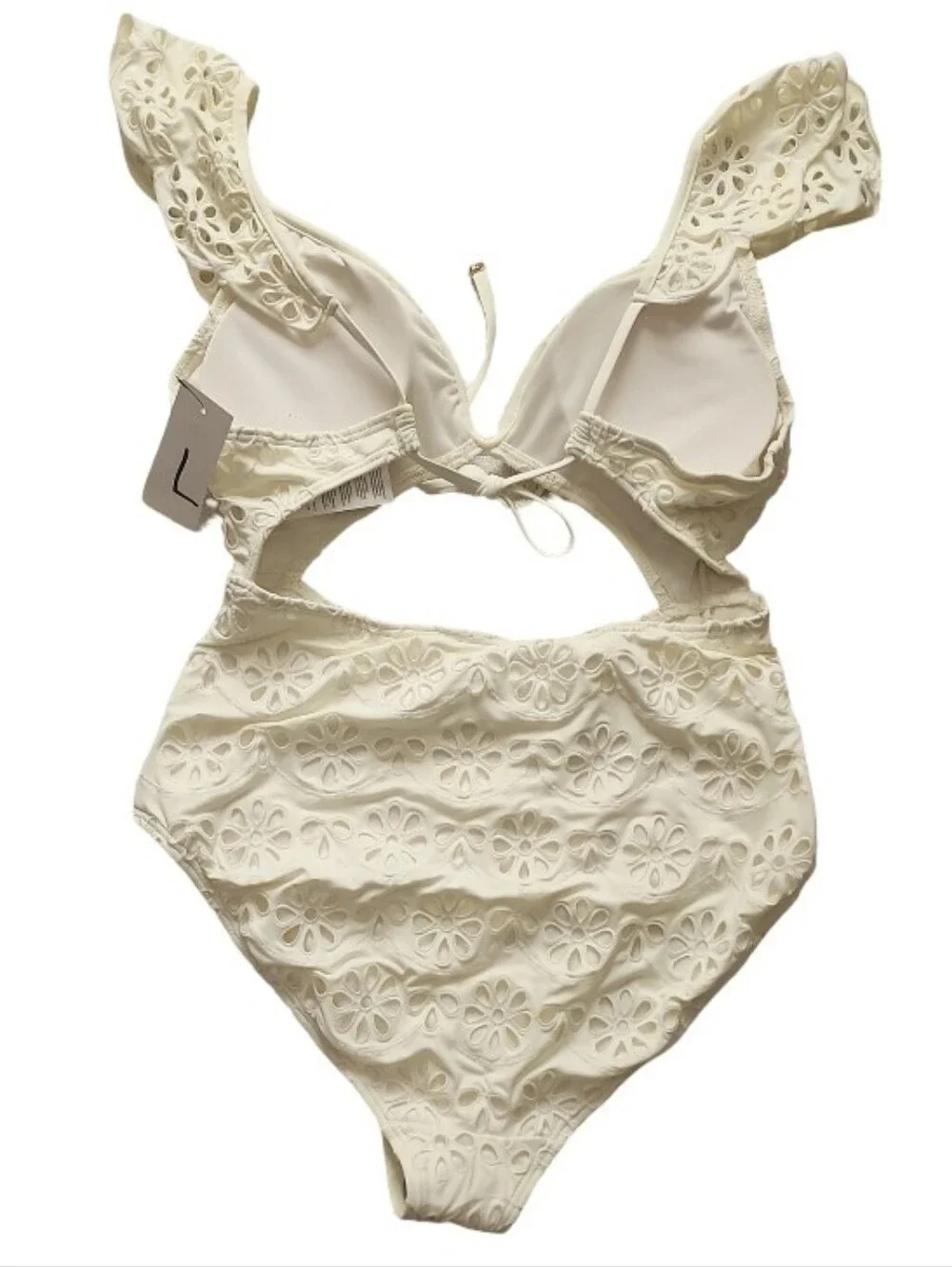 Kate Spade New‎ York Eyelet Cutout One Piece Swimsuit Ivory Large NWOT Bridal